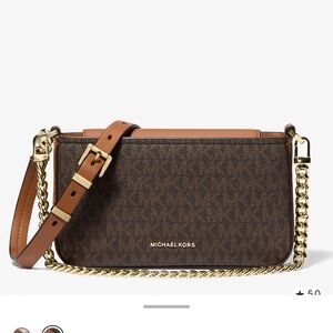 Michael Kors Bryant Small Convertible Dark Brown/Tan Monogram Crossbody Bag